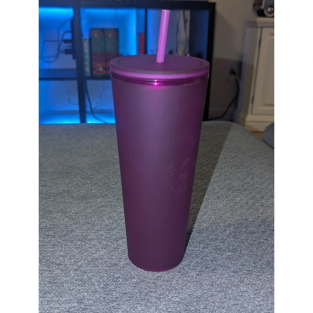 Starbucks August 2021 Matte Purple Soft Touch Tumbler Cold Cup Venti 24oz